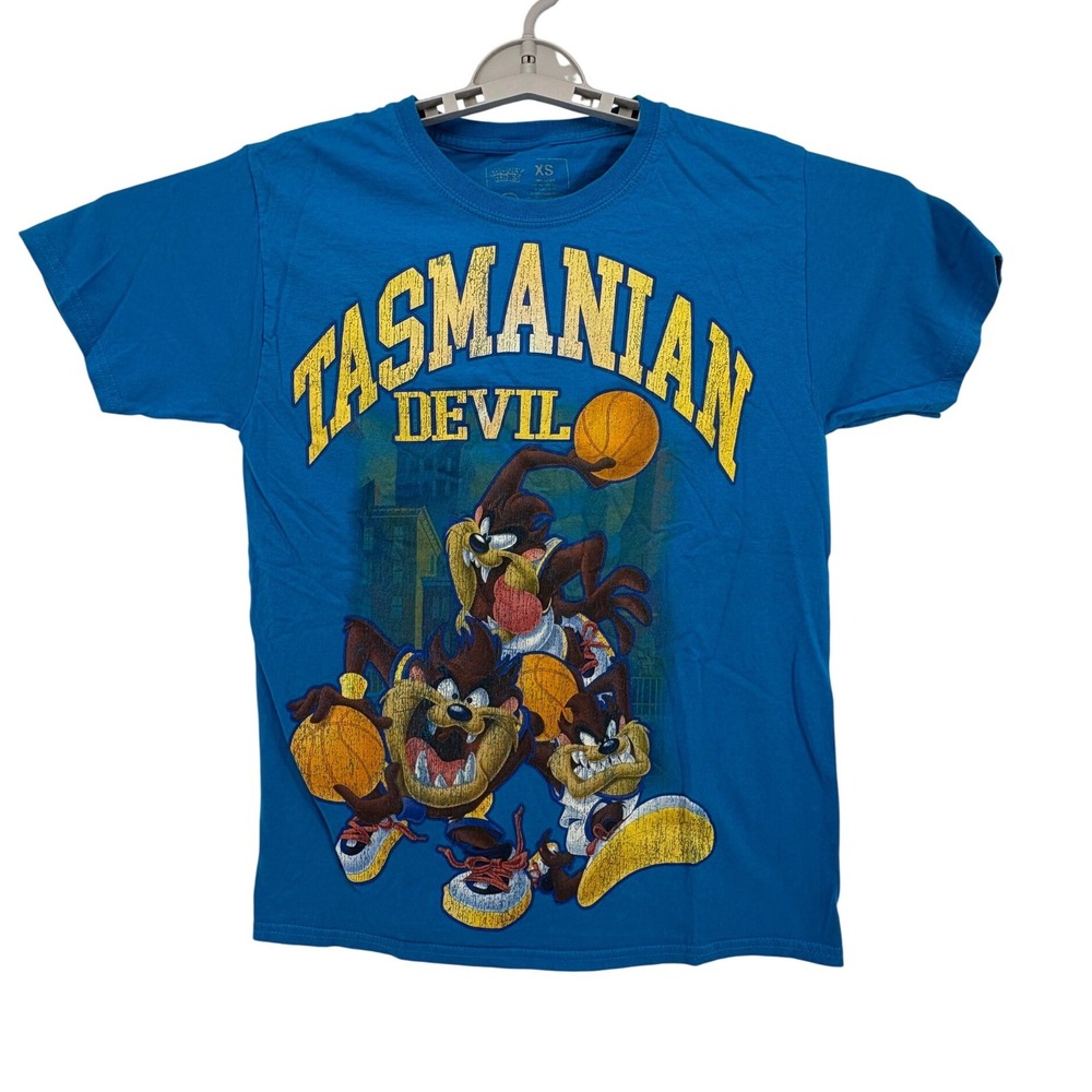 Looney‎ Tunes Tasmanian Devil Graphic Tee Shirt Mens Size XS Blue